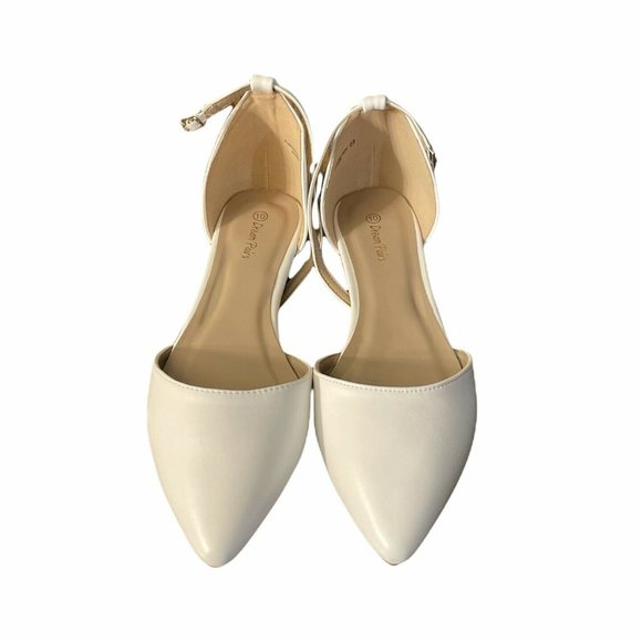 Dream Paris Flats Pointed Toe - White - Size 10 - Picture 2 of 3